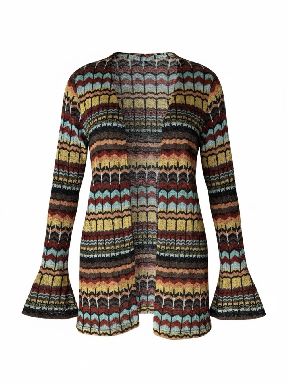 Xhilaration Multicolor Zigzag Open-Front Knit Cardigan